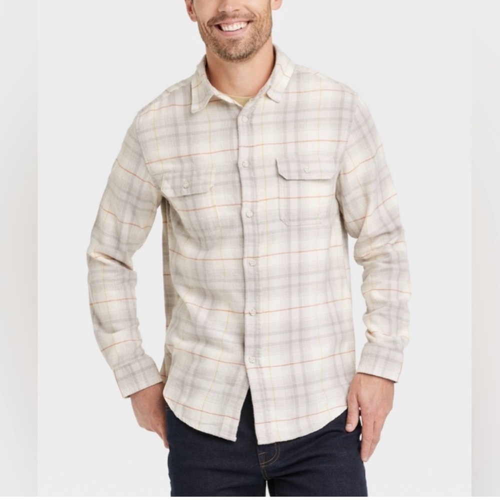 Goodfellow & Co Flannel Shirt Plaid Button Down Mid-weight Standard Shirt L NWT